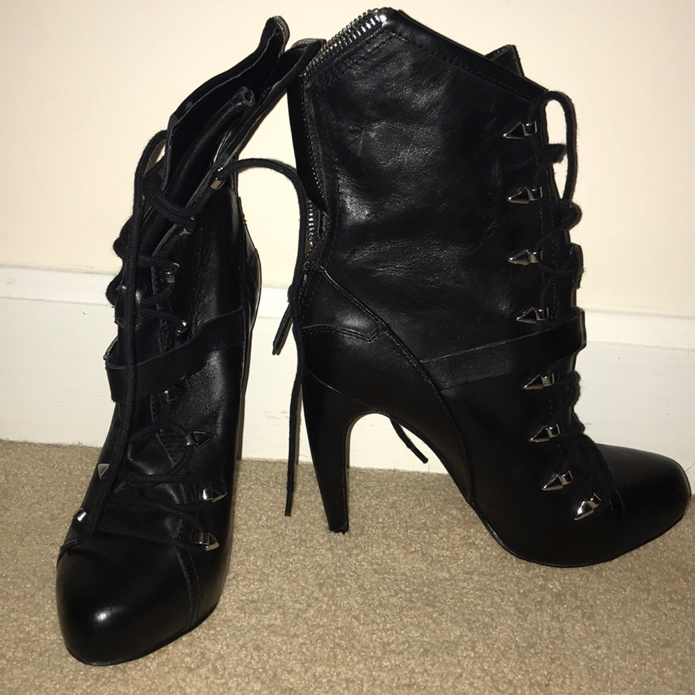Sam Edelman black lace up booties